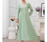 Ampia vestaglia da donna ricamata e decorata con borchie, lunga, adatta per festival, Kaftan modesto L,M,S,XLBlocchi di colore,Tribale,stampa dappertuttoTessuto