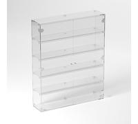 Ampia vetrina espositiva in plexiglass trasparente a 5 ripiani - Misure: 80 x 20 x h100 cm