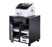 Ampio mobiletto porta stampante con spazio di archiviazione, mobiletto portadocumenti sotto la scrivania, ripiano regolabile, supporto per stampante con ruote per ufficio domestico(Black walnut)