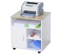 Ampio mobiletto porta stampante con spazio di archiviazione, mobiletto portadocumenti sotto la scrivania, ripiano regolabile, supporto per stampante con ruote per ufficio domestico(Light walnut)