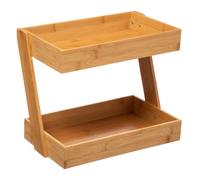 Ampio organizer a cinque vie in bambù a 2 vie | Spazio di archiviazione efficiente: utensili da cucina in bambù