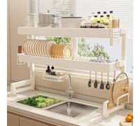 Ampio spazio di archiviazione,buona ventilazione e drenaggio,facile accesso | Robusto resistente scolapiatti da cucina,piatto lavello multifunzionale porta bacchette(Double layer,65cm/25.6in)