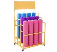 Ampio Supporto a 3 Livelli per tappetini da Yoga - Organizer con Ruote per Attrezzature da Allenamento per casa e Palestra - Elegante Design Dorato per rulli in Schiuma e Attrezzature Fitnes