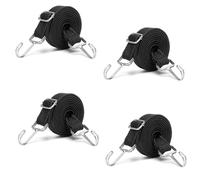 Ampio tenditore per bagagli, 4 pezzi, elastico con gancio, 2 m, elastico regolabile con gancio, elastico in gomma, per bicicletta, moto, furgoni, nero