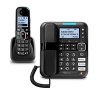 Amplicomms - BigTel 1580 Combo - Telefono duo per anziani - Suoneria alta regolabile a 90 dB - Ascolto amplificato - Tastiera grande - Segreteria telefonica incorporata - Colore nero