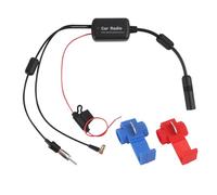 Amplificatore antenna auto 12 V, DAB splitter autoradio per FM AM DAB DAB+, amplificatore antenna autoradio con guadagno 22 dB, adattatore SMB a DIN, antenna auto segnale booster splitter