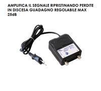 AMPLIFICATORE ANTENNA TV DA INTERNO 25DB REGOLABILE GBS ELETTRONICA 41160 LTE