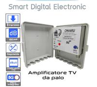 Amplificatore antenna TV da palo 1 ingresso UHF 44 dB regolabile filtro 5G