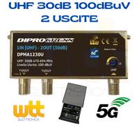AMPLIFICATORE ANTENNA TV DA PALO LOG UHF 30dB 5G 2 USCITE