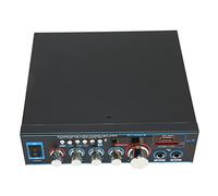 Amplificatore Audio, 20x19x5,5cm 2 Canali 3 Formati Lega di Alluminio Mini Amplificatore Audio Mini Amplificatore con Telecomando per il Teatro per la Casa (Spina UE 220V)