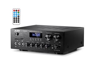 Amplificatore Audio 220W Bluetooth 5.0, Moukey 2 Canali Amplificatore HiFi Portatile per Casa con USB, SD, AUX, RCA, MIC in con Echo, Radio, LED, MAMP1