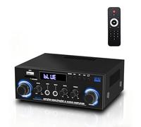 Amplificatore Audio HiFi 500W (1000W Max) 2 Canali - Bluetooth 5.3, Display LCD, Alimentazione 12V/220V - Supporta USB/SD/FM/RCA - Per Casa, Auto e Karaoke - Con Telecomando Incluso