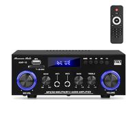 Amplificatore Bluetooth 5.0, amplificatore audio ricevitori-AMP-10,600W 2 canali 12V/230V amplificatore HiFi, ricevitore con display LCD, microfoni USB/SD/AUX/FM, altoparlanti di connessione subwoofer