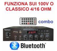 AMPLIFICATORE COMBO 100V / 4-16 OHM 400W BLUETOOTH + TELECOMANDO + DISPLAY + USB