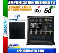 AMPLIFICATORE DA PALO ANTENNA TV 3 IN VHF + 2UHF - 2 OUT, 30 dB REGOLABILE LTE