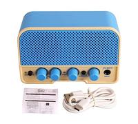 Amplificatore di chitarra elettrica Dual Channel Bluetooth 5.0 Altoparlante per amplificatore per chitarra mini chitarra portatile ricaricabile con effetti overdrivi input Aux per (Blu)