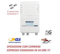 EDISION LIA-200 Amplificatore Antenna TV da interno UHF/VHF, 12-24db Regolabile, 104dBmV, per Digitale Terrestre DVB-T/T2, con filtro 5G LTE, 1 ingresso, 2 uscite