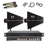 Amplificatore di Segnale per Microfoni Wireless, Sistemi di Distribuzione e Alimentazione Antenne UHF con 2 Antenne Direzionali Attive, 8 Porte di Ingresso/Uscita, Gamma di Frequenza 400-950MHz