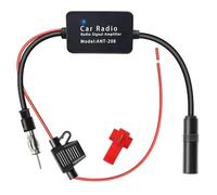 Amplificatore di Segnale Radio Antenna Auto FM AM - Booster 12V Con Adattatore Din, Nero