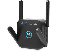Amplificatore di segnale WiFi Extender 1200Mbps Wireless Internet, Dual Band 2.4G e 5Ghz WiFi Extender, 4 antenne copertura completa con porta Ethernet e WPS, modalità ripetitore Ap (nero)