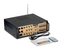 Amplificatore Digitale EQ, Amplificatore Audio Stereo Professionale, Alta Potenza Da 300 W, Supporto FM, Ingresso USB/SD, Microfono, Con Telecomando, For Altoparlanti Domestici(Gold)