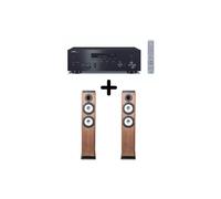 Amplificatore Hi Fi Yamaha R N600A Nero + un paio di diffusori a colonna Cabasse Jersey MT32 2 Edizione speciale Noce - Nouvo