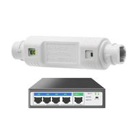Amplificatore PoE, ripetitore PoE - Ripetitore di estensione Ethernet 48V 10/100Mbps con trasmissione dati - di rete - Booster PoE, Plug and Play per telecamere IP, sistemi di sicurezza