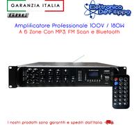 Amplificatore Professionale 100V / 180W A 6 Zone Con MP3, FM, Scan, Bluetooth