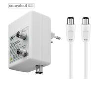 Amplificatore Segnale Antenna TV UHF VHF 1 In 2 Out 47-862 MHz 15-30dB