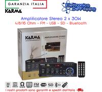 Amplificatore Stereo 2 x 30W 4/8/16 Ohm - FM - USB - SD - Bluetooth