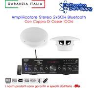 Amplificatore Stereo 2x50W Bluetooth Con Coppia Di Casse 100W