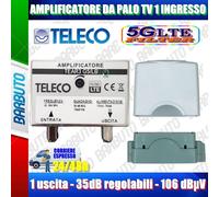 AMPLIFICATORE TV DA PALO 1 INGRESSO 1 USCITA 35dB REGOLABILI TELECO TEAR3 G5/LB