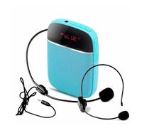 Amplificatore vocale, 10W Cablato/UHF Wireless Mini Moda Microfono Guida Auricolare Lezione Didattica Amplificatore Portatile Dedicato(Blauw)