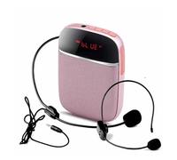 Amplificatore vocale, 10W Cablato/UHF Wireless Mini Moda Microfono Guida Auricolare Lezione Didattica Amplificatore Portatile Dedicato(Pink)