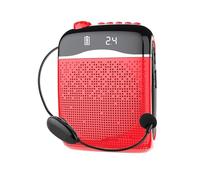 Amplificatore vocale, Amplificatore vocale da 20 W Microfono wireless cablato/2.4G Altoparlante 5.0 Guida turistica for insegnanti Radio FM portatile Megafono(Red-Wired)