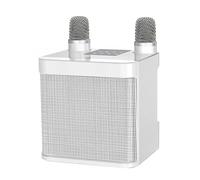 Amplificatore vocale, Macchina Con Doppi Microfoni Cambia Funzioni Vocali Altoparlante Portatile Studio Subwoofer Lettore Disco AUX TF Card U(White)