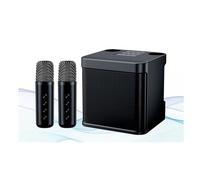 Amplificatore vocale, Macchina Con Doppi Microfoni Cambia Funzioni Vocali Altoparlante Portatile Studio Subwoofer Lettore Disco AUX TF Card U(Noir)