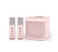 Amplificatore vocale, Macchina Con Doppi Microfoni Cambia Funzioni Vocali Altoparlante Portatile Studio Subwoofer Lettore Disco AUX TF Card U(Pink)
