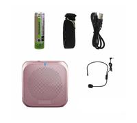 Amplificatore vocale, Microfono Headworn Altoparlante Amplificatore Vocale Registratore Microfono Altoparlante Audio Mini Wired Mike Sound Kit Batteria Cuffie(Rose)
