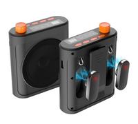 Amplificatore vocale portatile con 2 microfoni wireless per insegnanti e anziani, ricaricabile, ad alta definizione, amplificatore vocale di qualità del suono, grigio