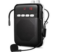 Amplificatore vocale ricaricabile portatile da 2400 mAh con microfono cablato, auricolare e cintura, microfono personale e altoparlante per insegnanti/formazione/riunioni/tour/guida (nero)