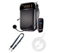 Amplificatore vocale S588, microfono wireless e cablato, Bluetooth 5.0, batteria 12 ore, copertura 1000 mq, portatile, per insegnanti, nero e oro
