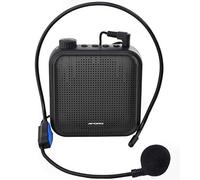 Amplificatore Vocale, Sistema PA Ricaricabile da 12 W (1200 mAh) con Microfono Cablato per Insegnanti, Guida Turistica e altro (Nero)