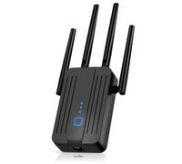 Amplificatore WiFi Ripetitore WiFi, 1200 Mbit/s WiFi booster con doppia banda (2,4 GHz e 5 GHz), modalità ripetitore/modalità access point, compatibile con tutti i router, facile configurazione, nero.