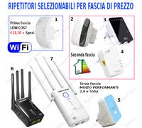 AMPLIFICATORE WIFI SEGNALE RIPETITORE EXTENDER RETE LAN ETHERNET FIBRA WI-FI
