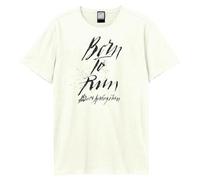Amplified Born to Run Bruce Springsteen - Maglietta unisex da adulto, bianco, L