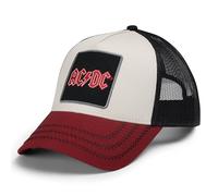 Amplified Cappellino da baseball Trucker con chiusura a scatto regolabile, traspirante, ACDC, rosso-nero, Taglia unica