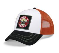 Amplified Cappellino da baseball Trucker con chiusura a scatto regolabile, traspirante, Guns N Roses, Bianco-Nero-Arancione, Taglia unica