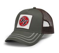 Amplified Cappellino da baseball Trucker con chiusura a scatto regolabile, traspirante, Foo Fighters, verde oliva/marrone, Taglia unica