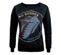 Amplified Clothing Nero Rolling Stones Zig Zag Lick Logo Felpa Donne